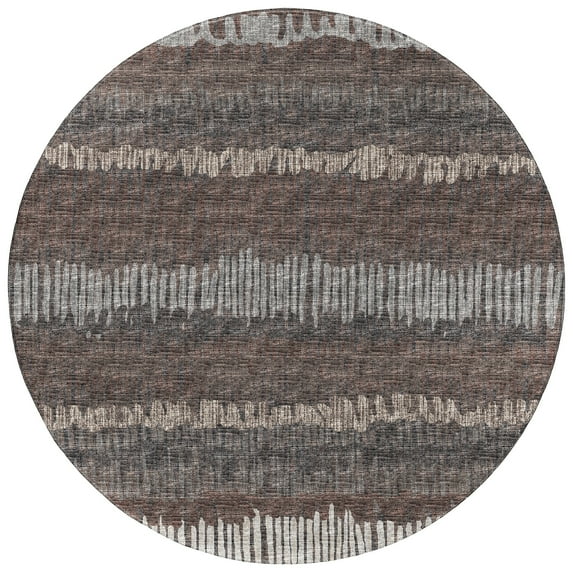 Addison Rugs Indoor/Outdoor Rylee Sketches Washable Rug New. Brown - 8' x 8' Round