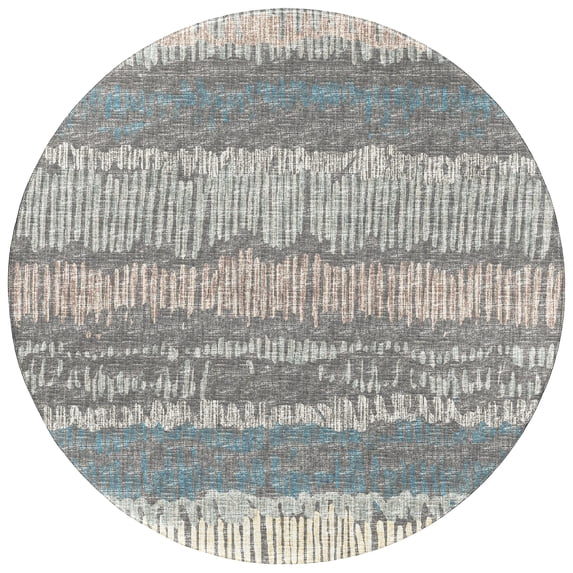 Addison Rugs Indoor/Outdoor Rylee Sketches Washable Rug New. Gray - 8' x 8' Round