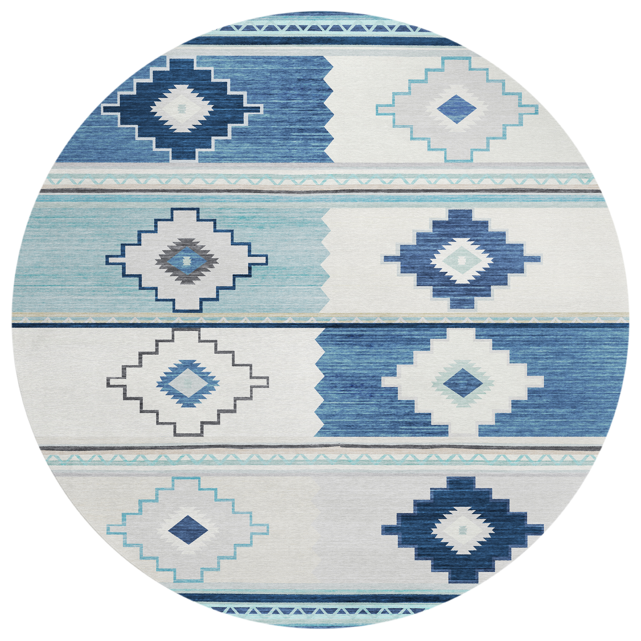 Addison Rugs Indoor/Outdoor Sonora ASO31 Blue Washable 8' x 8' Round ...