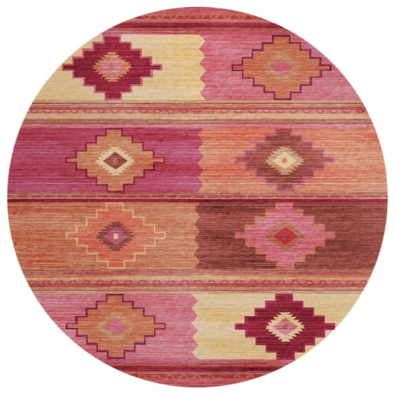 Addison Rugs Indoor/ Outdoor Sonora Boho Medallions Washable Rug 8' x 8' - Pink
