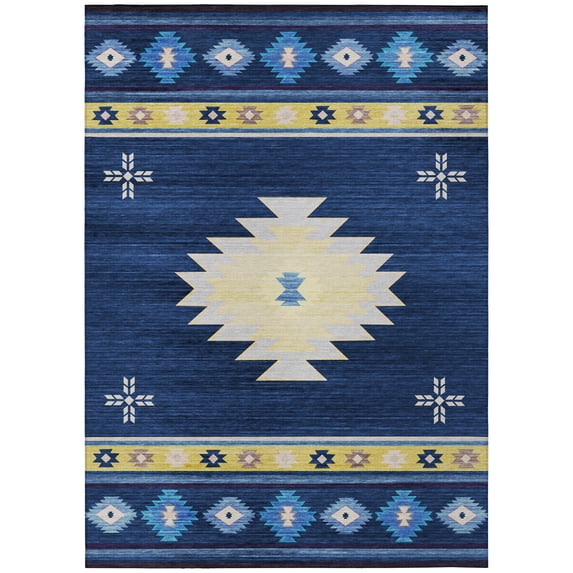 Addison Rugs Sonora ASO34 Blue 8' x 10' Indoor Outdoor Area Rug, Easy Clean, Machine Washable, Non Shedding, Bedroom, Living Room, Dining Room, Kitchen, Patio Rug