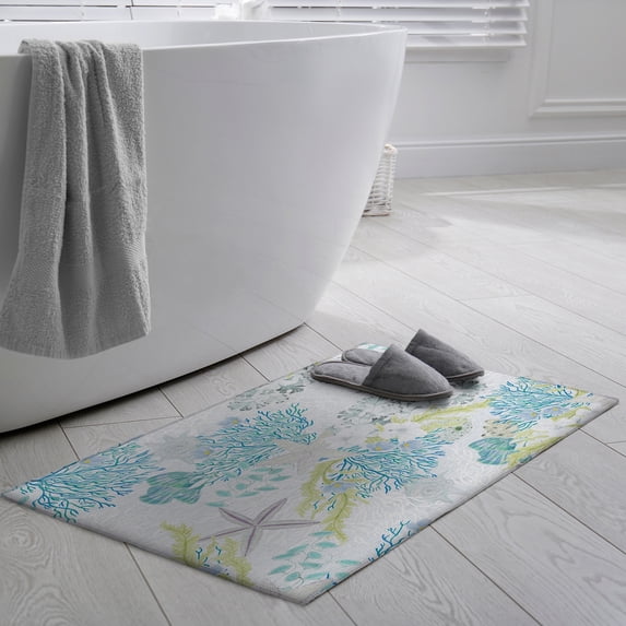 Addison Rugs Indoor/ Outdoor Surfside Coral Reef Washable Rug New Aqua - 1'8" x 2'6"