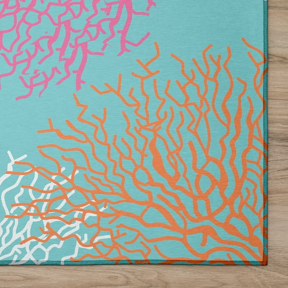 Addison Rugs Indoor/ Outdoor Surfside Coral Rug New Aqua - 10' x 14'