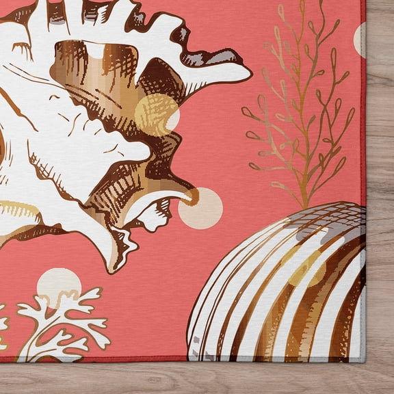 Addison Rugs Indoor/ Outdoor Surfside Coral Shells Washable Rug New Peach - 5' x 7'6"