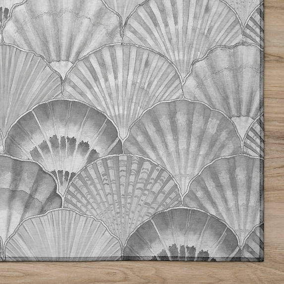 Addison Rugs Indoor/ Outdoor Surfside Seashells Washable Rug New Gray - 2'3" x 7'6"