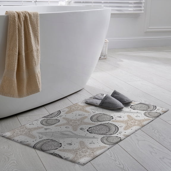 Addison Rugs Indoor/ Outdoor Surfside Starfish Shells Washable Rug New Fog - 1'8" x 2'6"