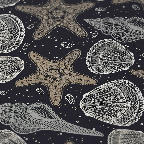 Addison Rugs Indoor/ Outdoor Surfside Starfish Shells Washable Rug New Midnight - 5' x 7'6"