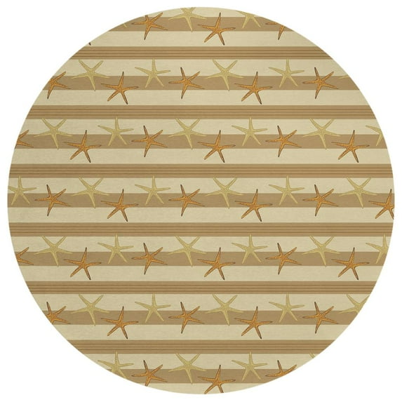 Addison Rugs Indoor/ Outdoor Surfside Starfish Stripes Washable Rug New Tan - 8' x 8'
