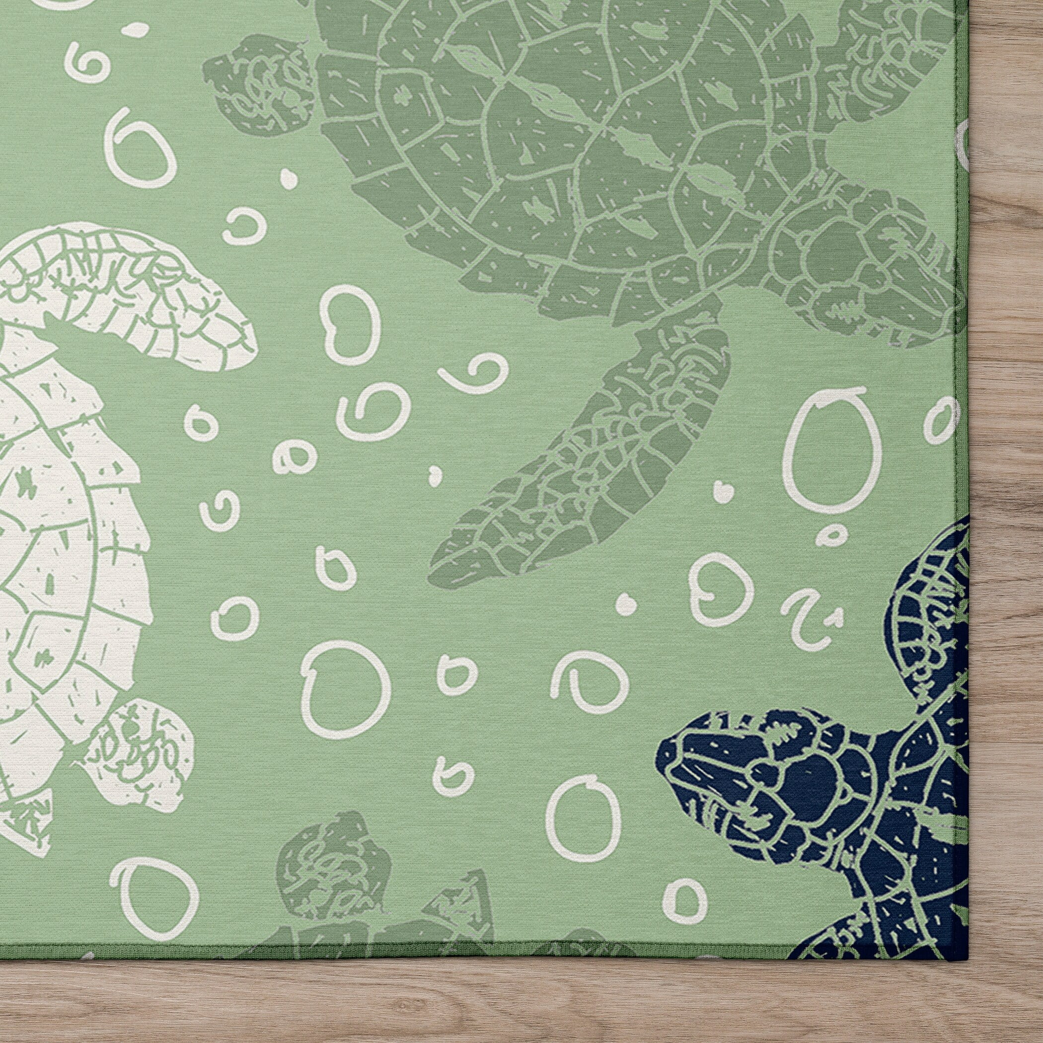 Turtle School Rug Addison Rugs Indoor/ Outdoor Surfside Turtle Washable Rug New Green - 3 ...