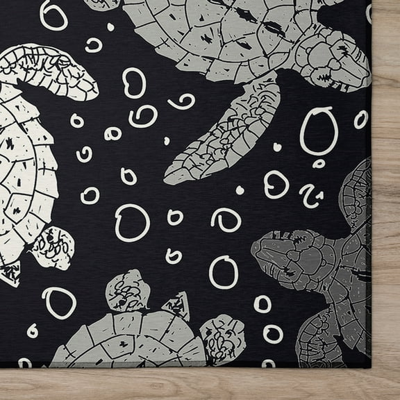 Addison Rugs Indoor/ Outdoor Surfside Turtle Washable Rug New Midnight - 10' x 14'