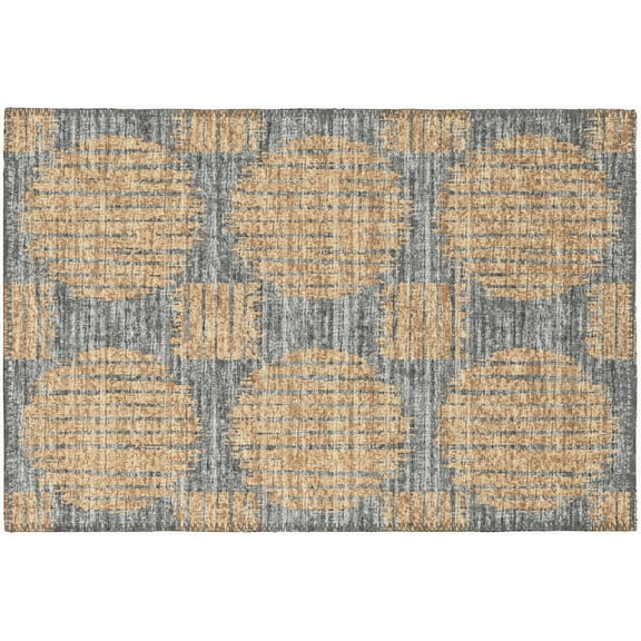 Addison Rugs Indoor/ Outdoor Yuma Circles Washable Rug 1'8" x 2'6" - Gilded