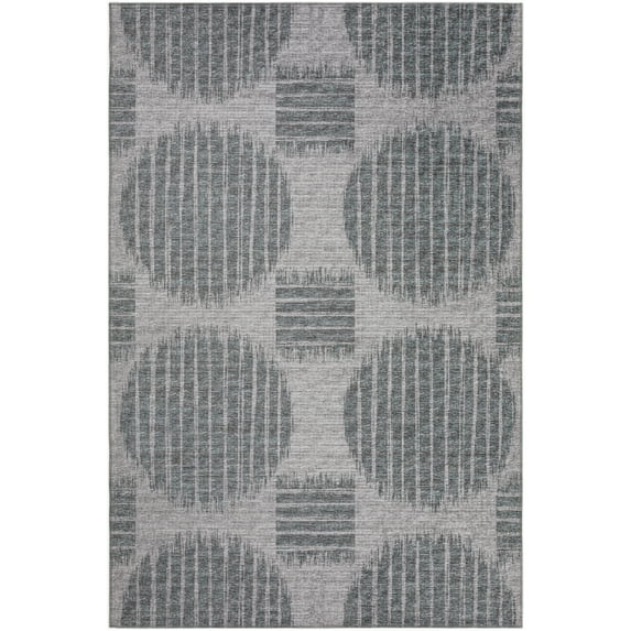 Addison Rugs Indoor/ Outdoor Yuma Circles Washable Rug 3' x 5' - Light Grey