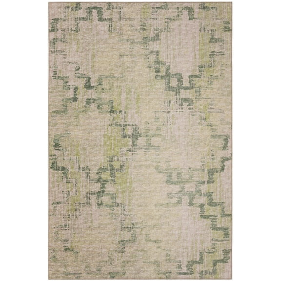 Yuma Indoor/Outdoor Green Distressed Trellis 9' x 12' Non-Skid Area Rug