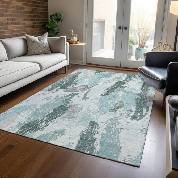 Addison Rugs Chantille Indoor/Outdoor Transitional Modern Teal Washable Rectangle Rug, 10' x 14'