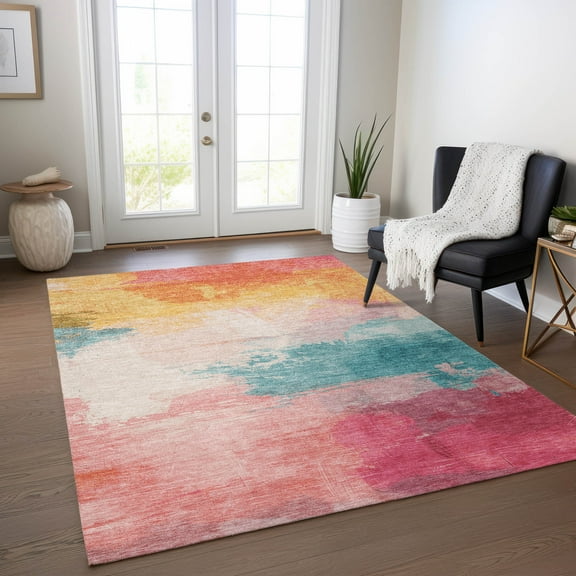 Addison Rugs Chantille Indoor/Outdoor Transitional Modern Pink Washable Rectangle Rug, 10' x 14'