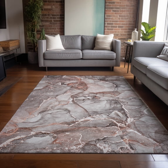 Addison Rugs Chantille Indoor/Outdoor Transitional Watercolors Gray Washable Rectangle Rug, 5' x 7'6"