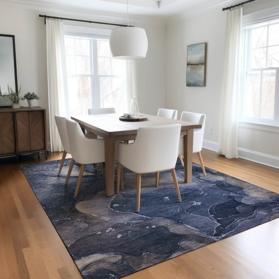 Addison Rugs Chantille Indoor/Outdoor Transitional Watercolors Blue Washable Rectangle Rug, 8' x 10'