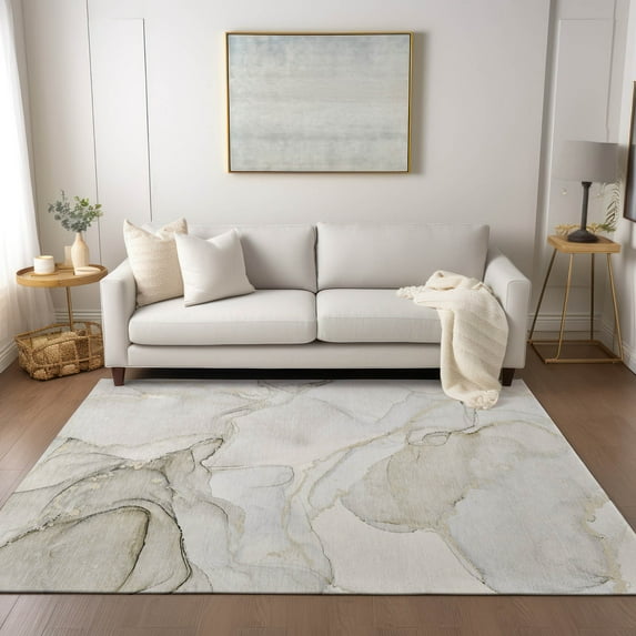 Addison Rugs Chantille Indoor/Outdoor Transitional Watercolors Beige Washable Rectangle Rug, 9' x 12'