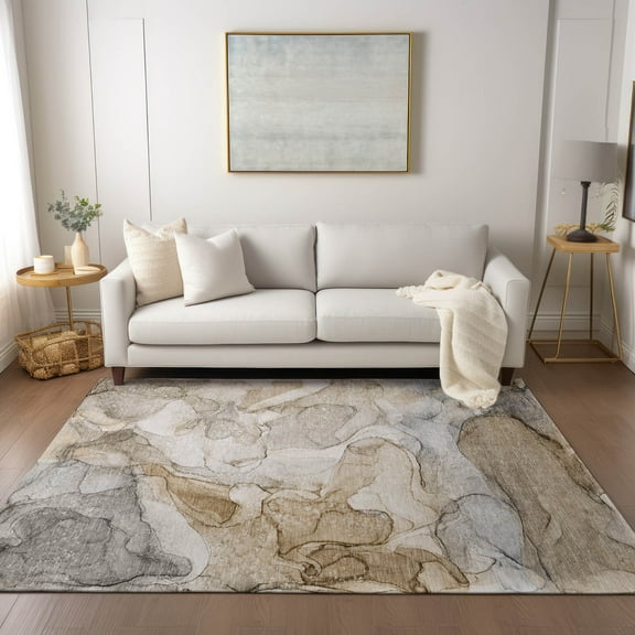 Addison Rugs Chantille Indoor/Outdoor Transitional Watercolors Beige Washable Rectangle Rug, 10' x 14'