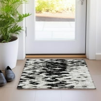 Addison Rugs Chantille Indoor/Outdoor Transitional Abstract Black Washable Rectangle Rug, 1'8" x 2'6"