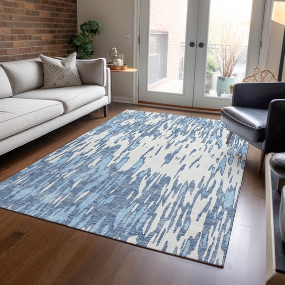 Addison Rugs Chantille Indoor/Outdoor Transitional Abstract Denim Washable Rectangle Rug, 3' x 5'
