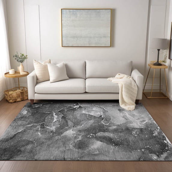 Addison Rugs Chantille Indoor/Outdoor Transitional Watercolors Gray Washable Rectangle Rug, 5' x 7'6"