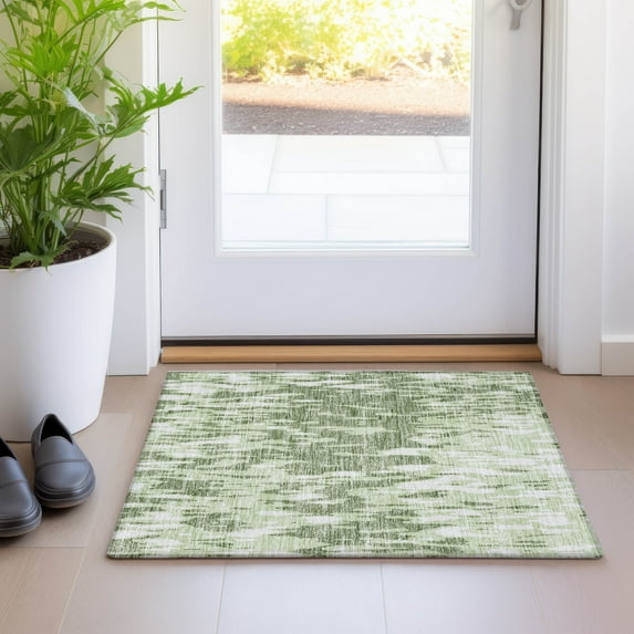 Addison Rugs Chantille Indoor/Outdoor Transitional Abstract Green Washable Rectangle Rug, 1'8" x 2'6"