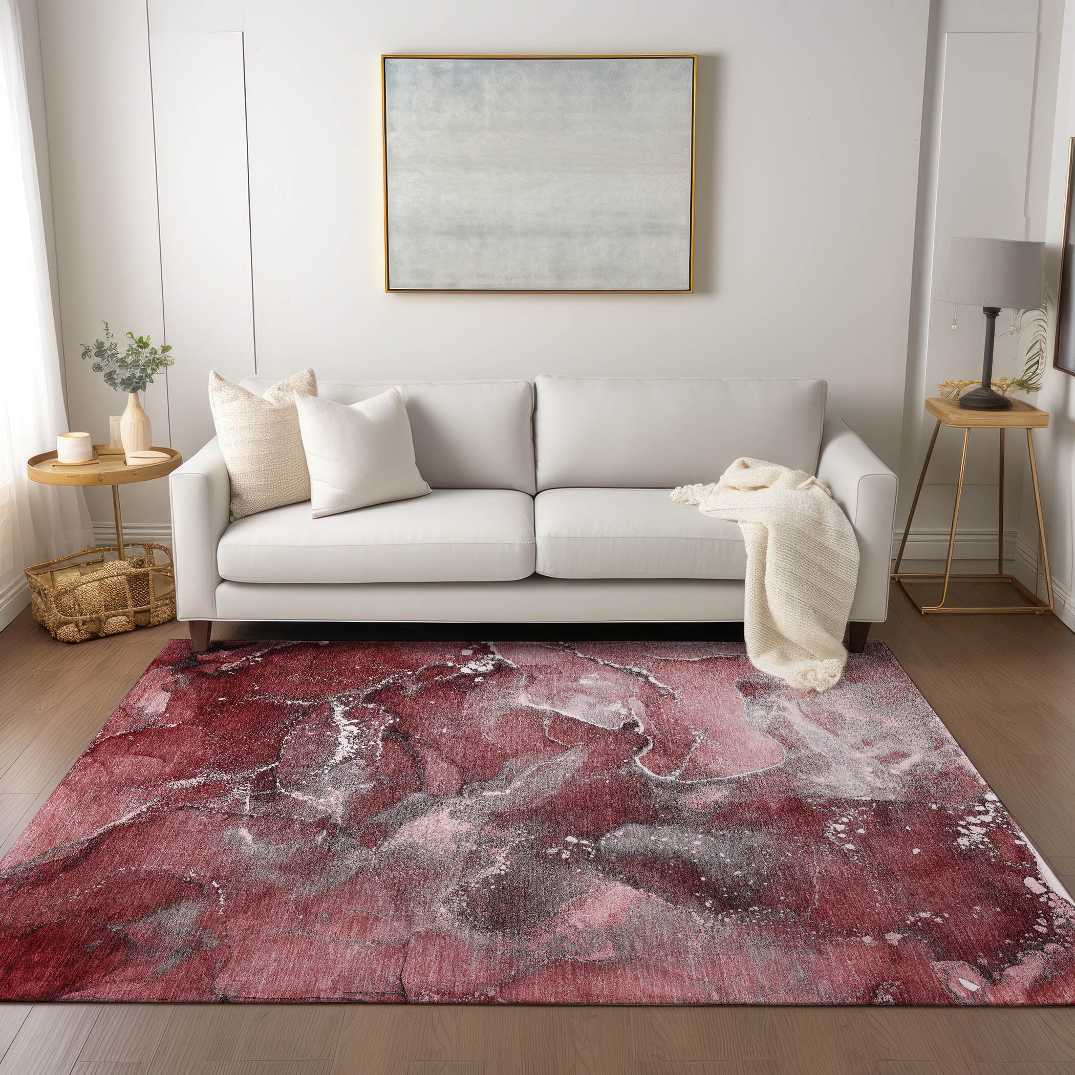 Addison Rugs Chantille Indoor/Outdoor Transitional Watercolors Merlot ...