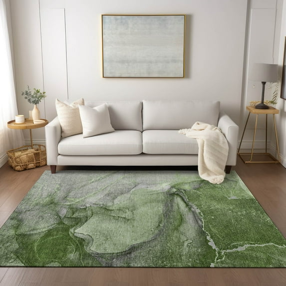 Addison Rugs Chantille Indoor/Outdoor Transitional Watercolors Olive Washable Rectangle Rug, 2'6" x 3'10"
