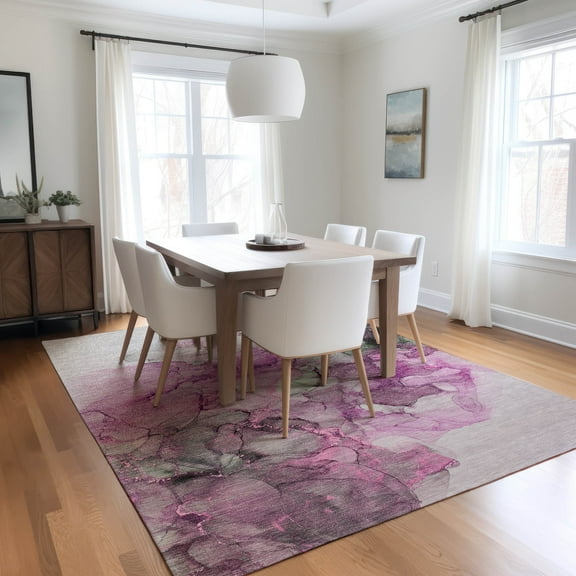 Addison Rugs Chantille Indoor/Outdoor Transitional Watercolors Pink Washable Rectangle Rug, 8' x 10'