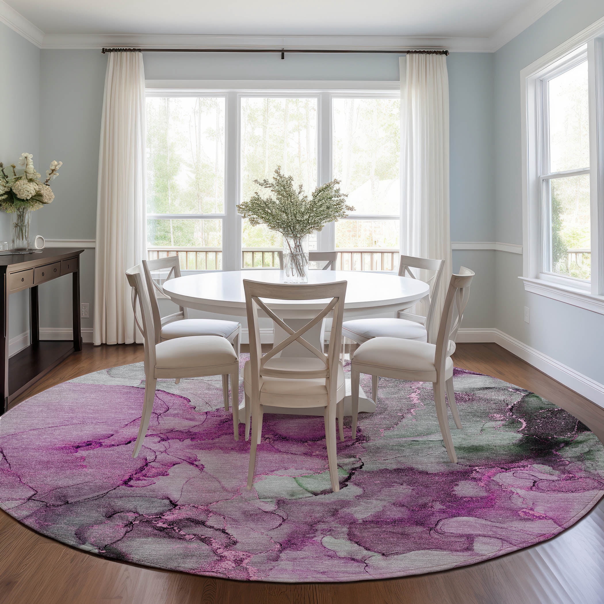 Pink Rug Circle Pattern Addison Rugs Chantille Indoor/Outdoor Transitional Watercolors Pink ...