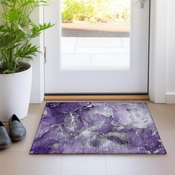 Addison Rugs Chantille Indoor/Outdoor Transitional Watercolors Purple Washable Rectangle Rug, 1'8" x 2'6"
