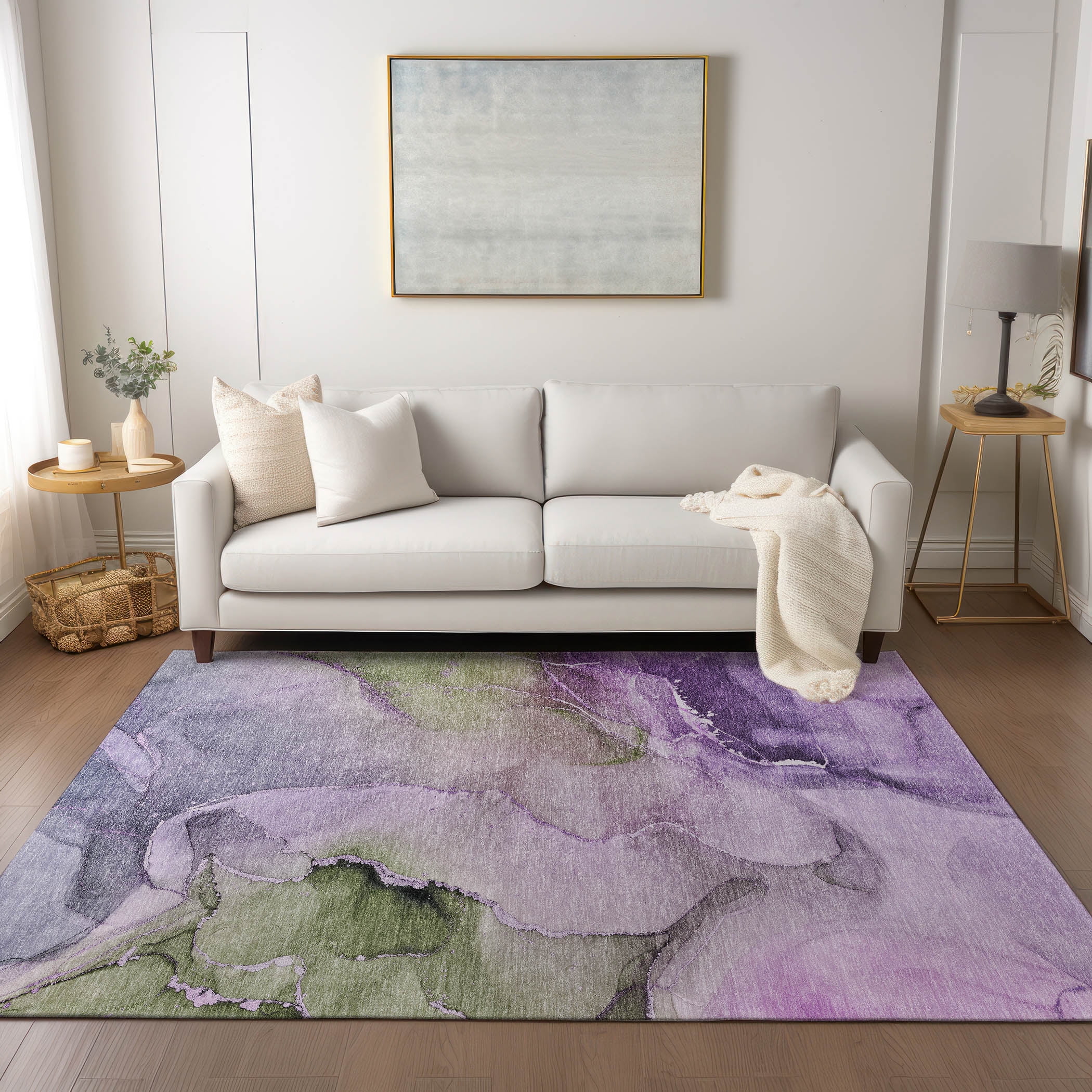 Purple Ripped Rug Addison Rugs Chantille Indoor/Outdoor Transitional Watercolors Purple ...