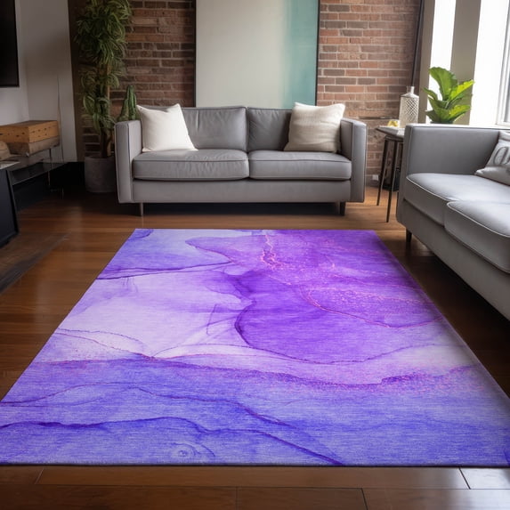 Addison Rugs Chantille Indoor/Outdoor Transitional Watercolors Purple Washable Rectangle Rug, 8' x 10'