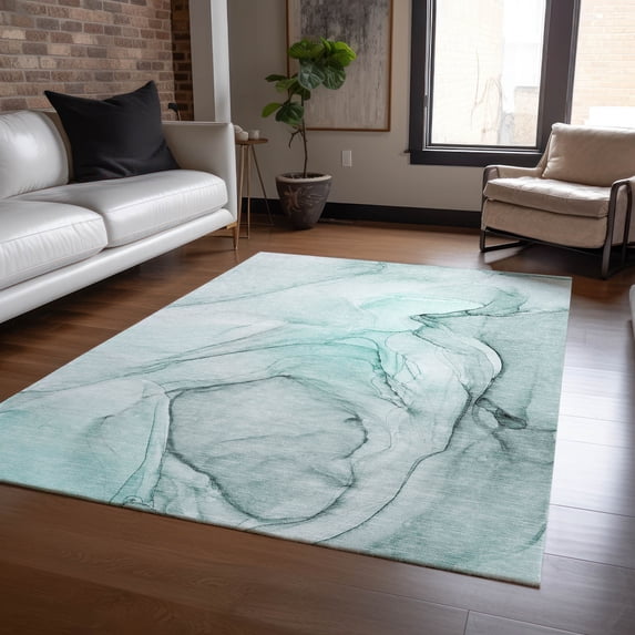 Addison Rugs Chantille Indoor/Outdoor Transitional Watercolors Teal Washable Rectangle Rug, 2'6" x 3'10"
