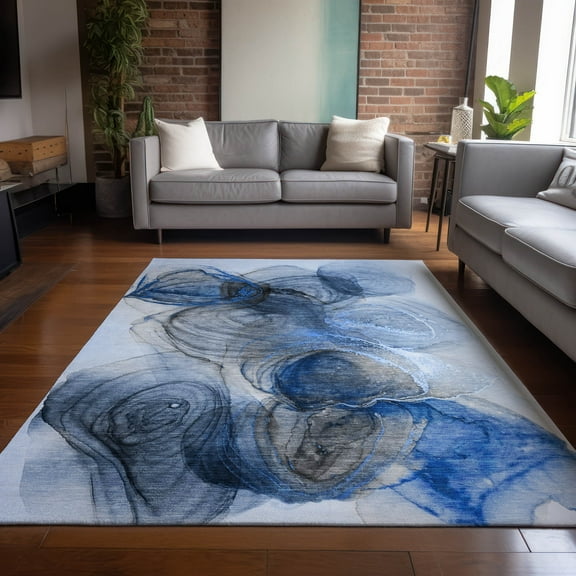 Addison Rugs Chantille Indoor/Outdoor Transitional Organic Navy Washable Rectangle Rug, 2'6" x 3'10"