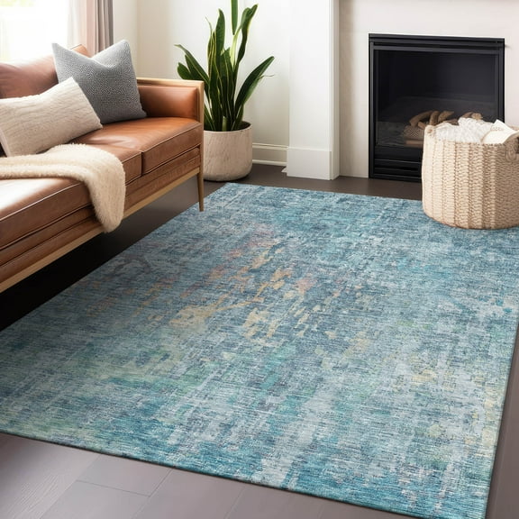Addison Rugs Chantille Indoor/Outdoor Transitional Modern Blue Washable Rectangle Rug, 10' x 14'