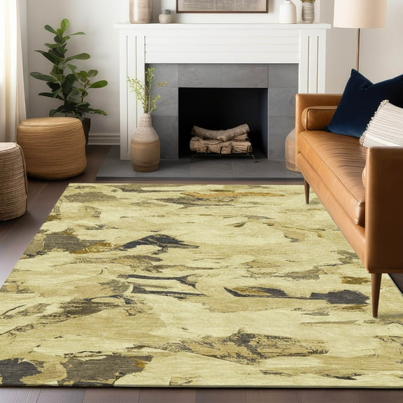 Addison Rugs Chantille Indoor/Outdoor Transitional Abstract Gold Washable Rectangle Rug, 10' x 14'