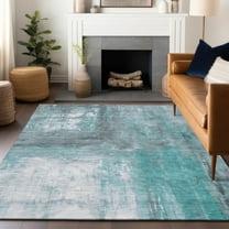 Addison Rugs Chantille Indoor/Outdoor Transitional Abstract Teal Washable Rectangle Rug, 10' x 14'