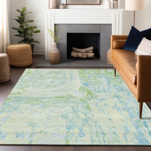 Addison Rugs Chantille Indoor/Outdoor Transitional Abstract Mint Washable Rectangle Rug, 5' x 7'6"