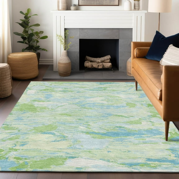 Addison Rugs Chantille Indoor/Outdoor Transitional Abstract Mint Washable Rectangle Rug, 8' x 10'