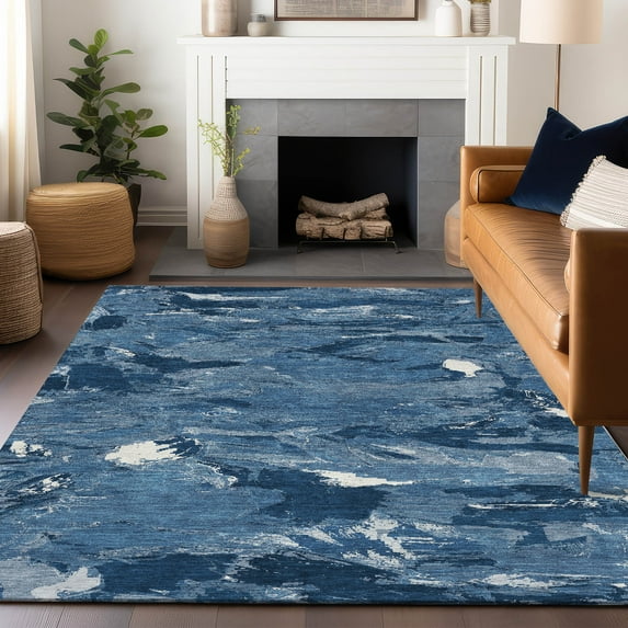 Addison Rugs Chantille Indoor/Outdoor Transitional Abstract Navy Washable Rectangle Rug, 8' x 10'