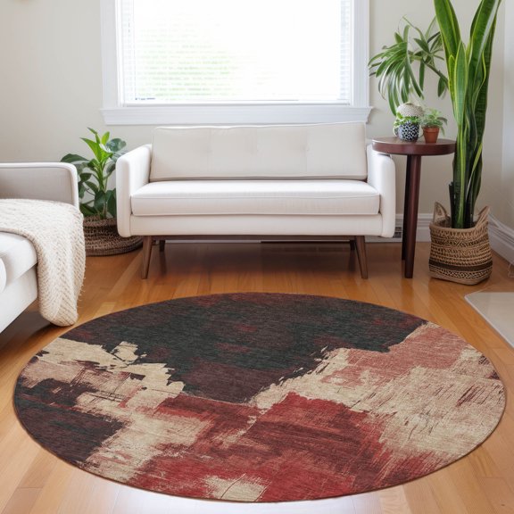 Addison Rugs Chantille Indoor/Outdoor Transitional Abstract Brick Washable Round Rug, 8' x 8'