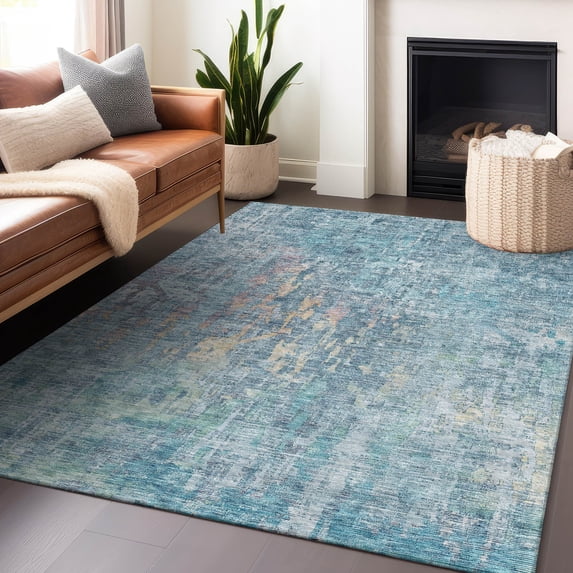 Addison Rugs Chantille Indoor/Outdoor Transitional Modern Blue Washable Rectangle Rug, 9' x 12'