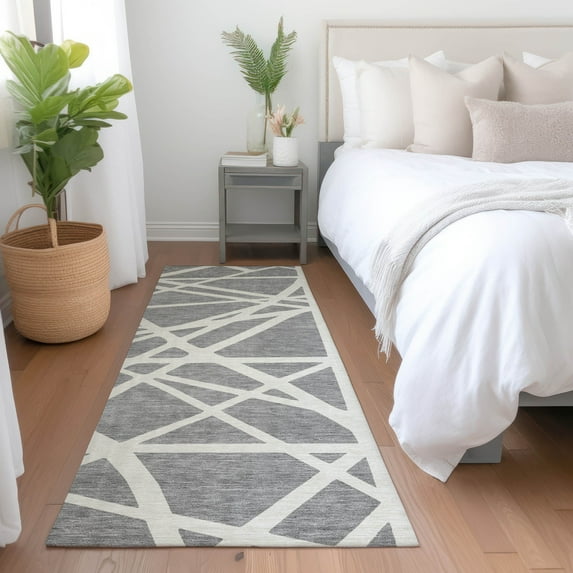 Addison Rugs Chantille Indoor/Outdoor Transitional Geometric Gray Washable Runner Rug, 2'3" x 7'6"