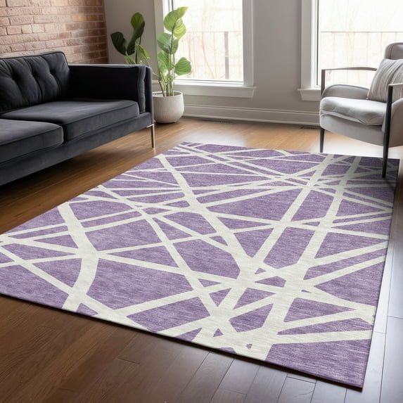 Addison Rugs Chantille Indoor/Outdoor Transitional Geometric Lavender Washable Rectangle Rug, 10' x 14'