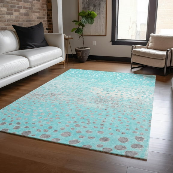 Addison Rugs Chantille Indoor/Outdoor Transitional Dots Aqua Washable Rectangle Rug, 10' x 14'