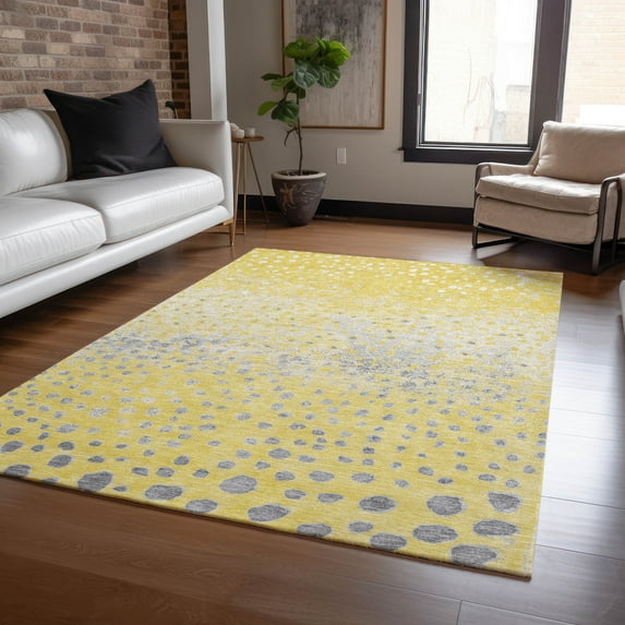 Addison Rugs Chantille Indoor/Outdoor Transitional Dots Yellow Washable Rectangle Rug, 10' x 14'