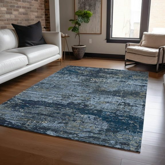Addison Rugs Chantille Indoor/Outdoor Transitional Modern Blue Washable Rectangle Rug, 10' x 14'