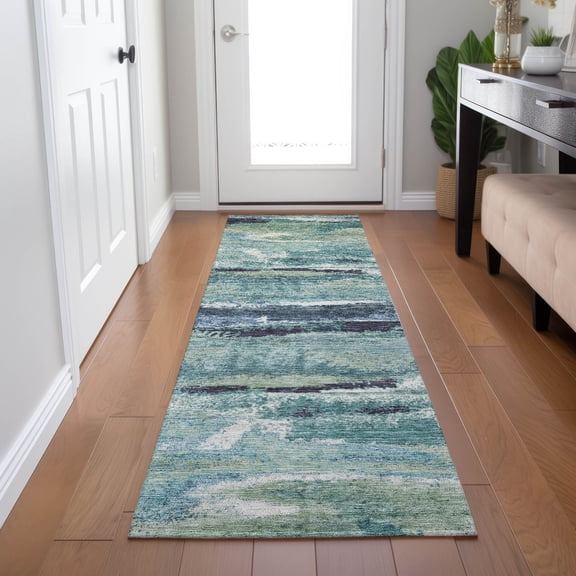Addison Rugs Chantille Indoor/Outdoor Transitional Geometric, Abstract Aloe Washable Runner Rug, 2'3" x 7'6"